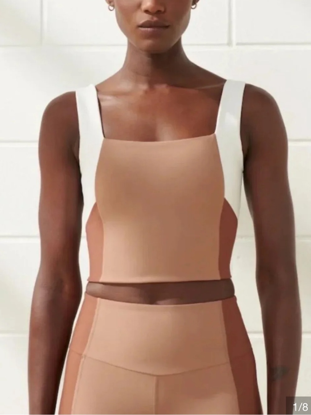 YPB Color Block Square Neck Crop Tank Women’s L Fall Layering